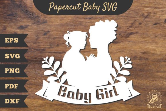 Mom and Baby Girl Papercut SVG 3